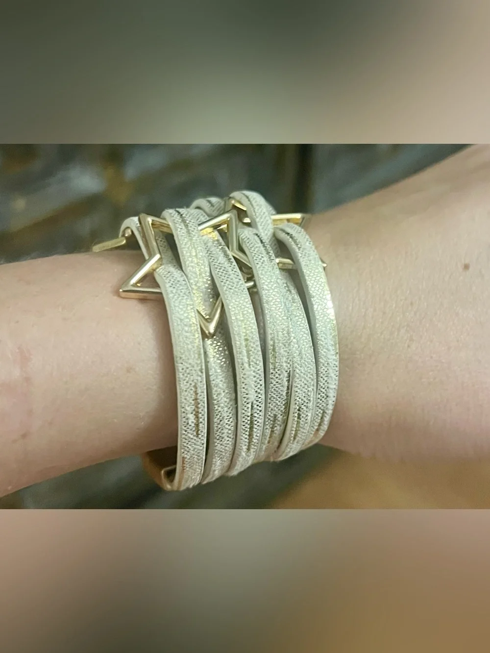 BEST Boho Bracelet EVER -Gold Star Faux Leather Wrap Bracelet - Magnetic Closure
